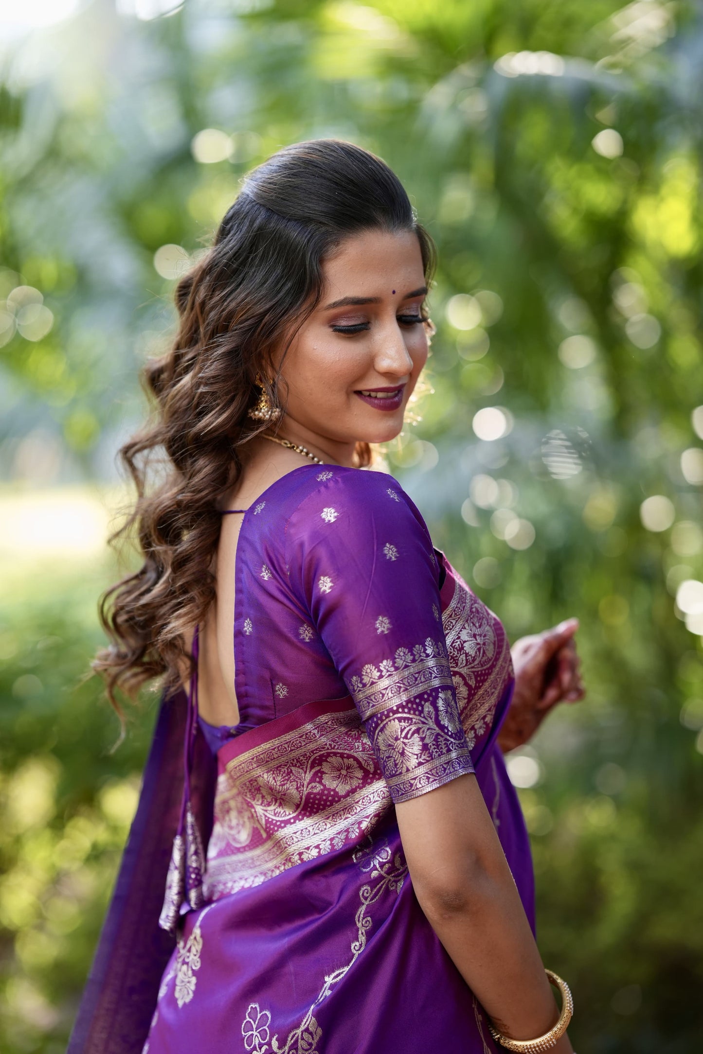 Pure purple soft silk saree images