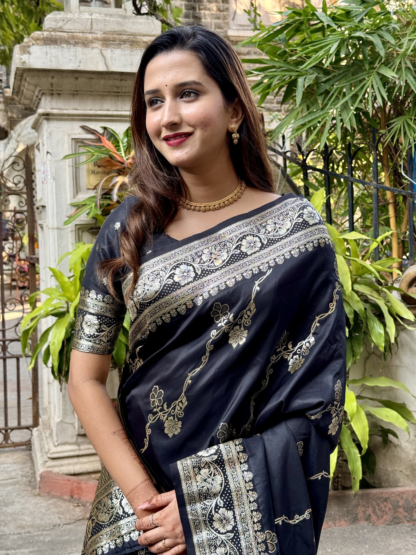 Black Silk Saree Party wear