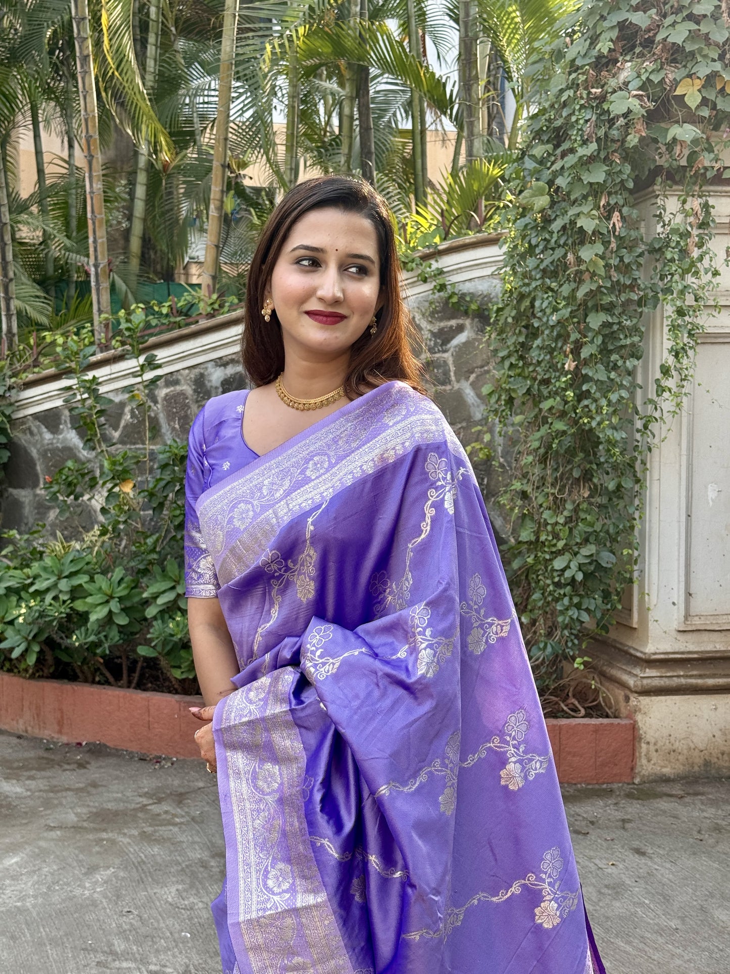 Purple colour Saree for wedding