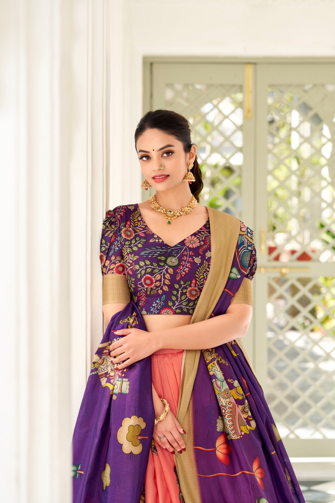 Peach color Lehenga online shopping