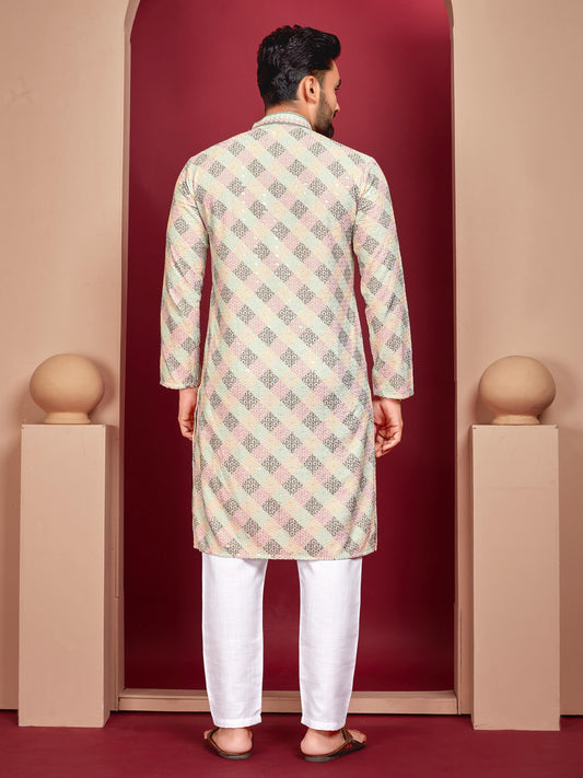 Men's rayon printed kurta set for wedding