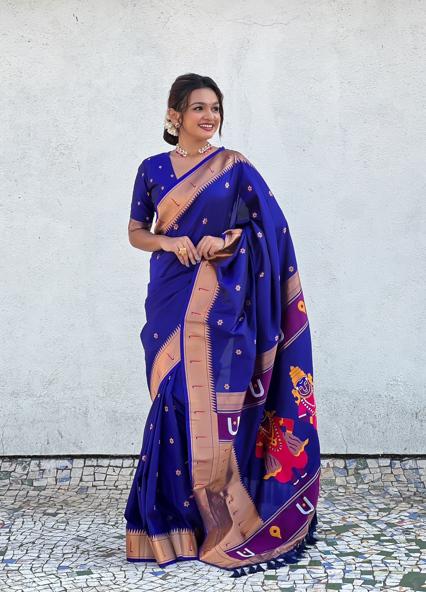 Blue color soft silk saree for women price