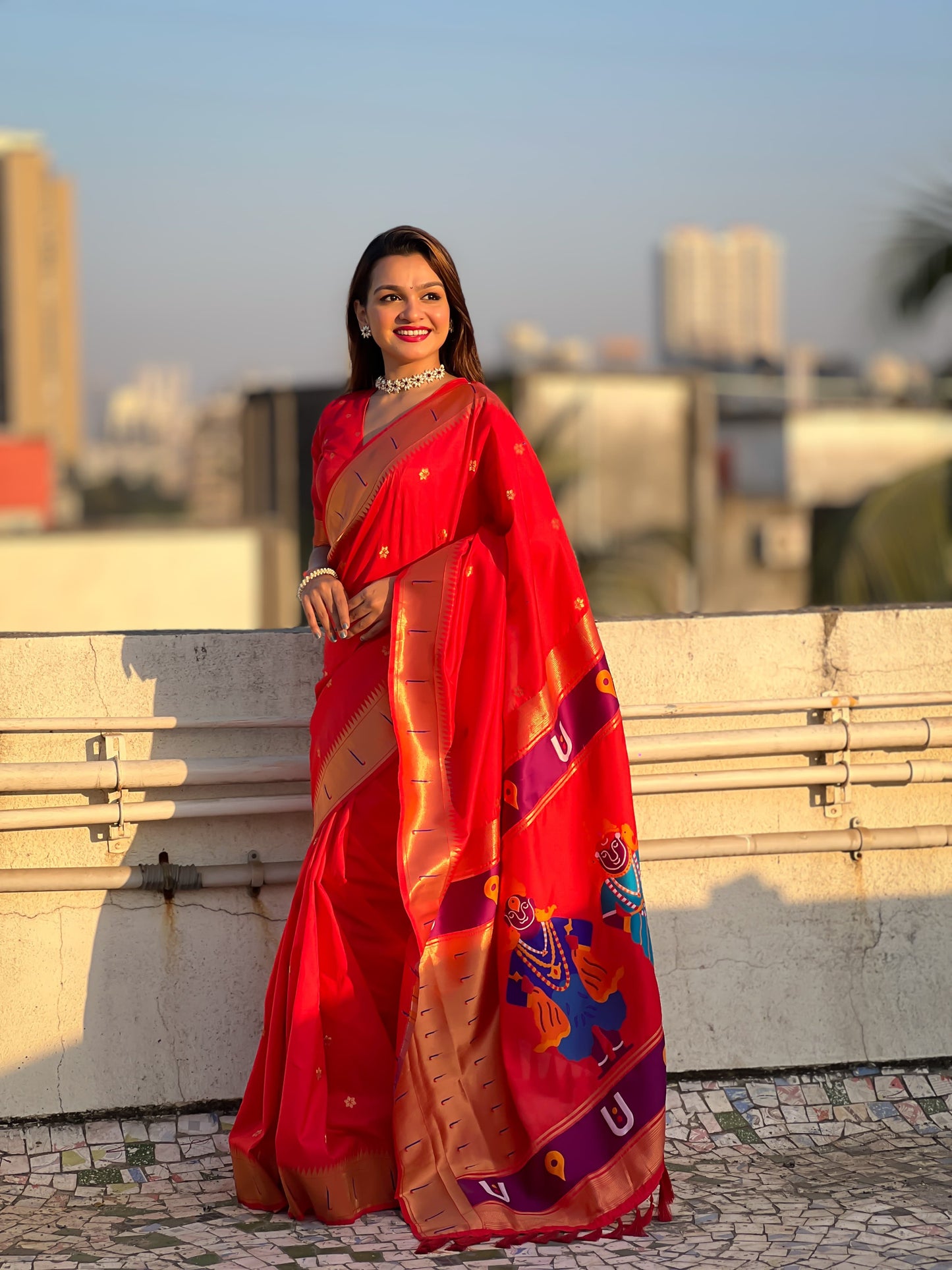 Red color soft silk saree for women online shopping