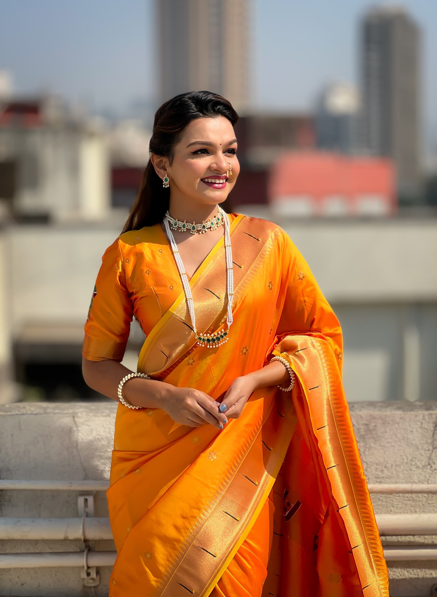 Yellow color soft silk weaving saree for women images