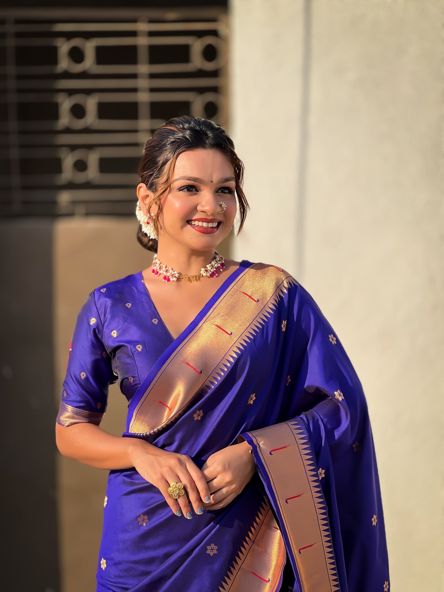 Blue color soft silk saree online shopping