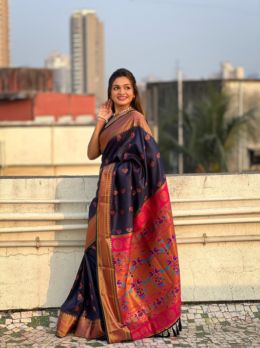 Navy blue saree for Wedding