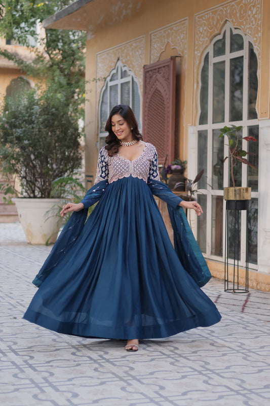 Rama color star georgette long gown for wedding