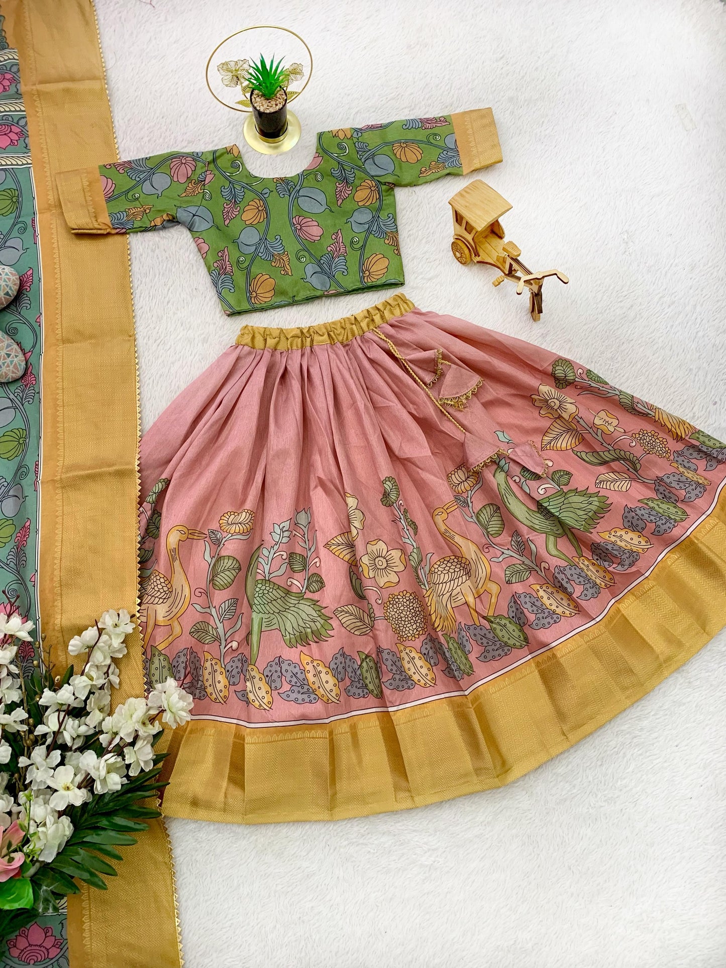Peach color dola silk lehenga choli with dupatta design