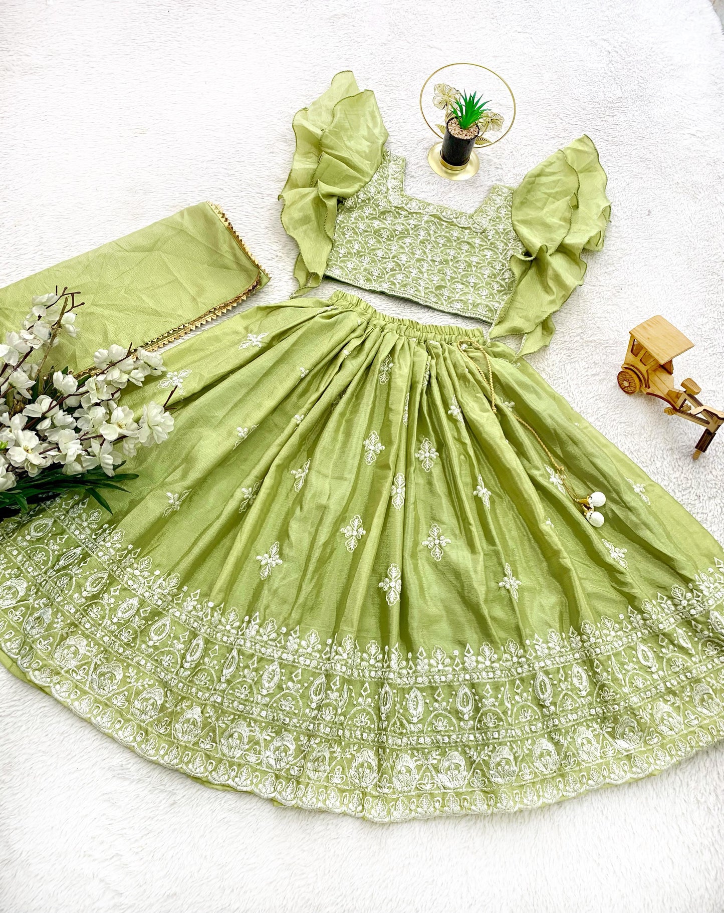 Green colour Lehenga for women