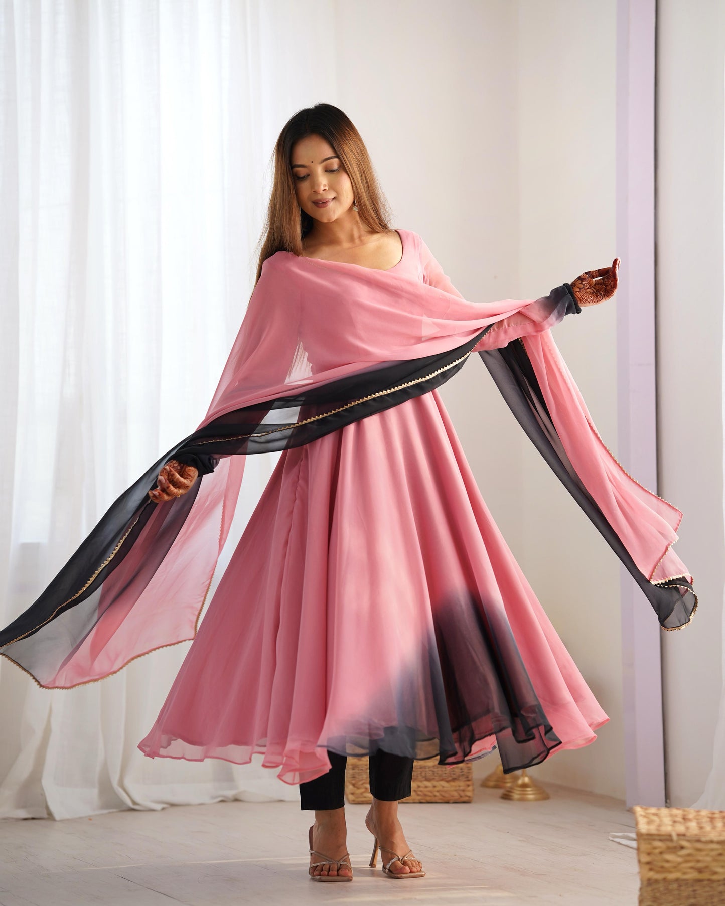 Pink color georgette salwar suit for women