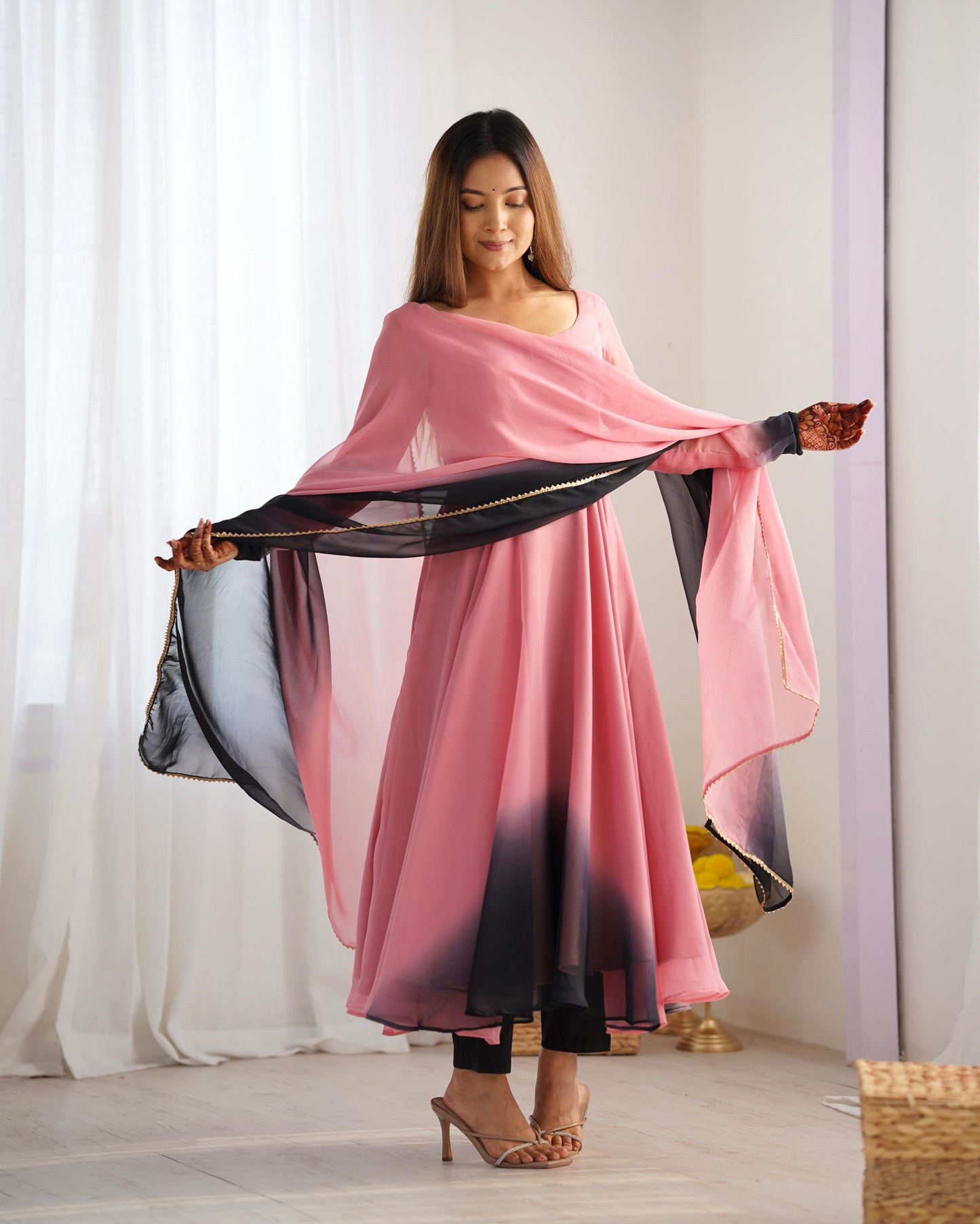 Pink color georgette salwar suit with dupatta online