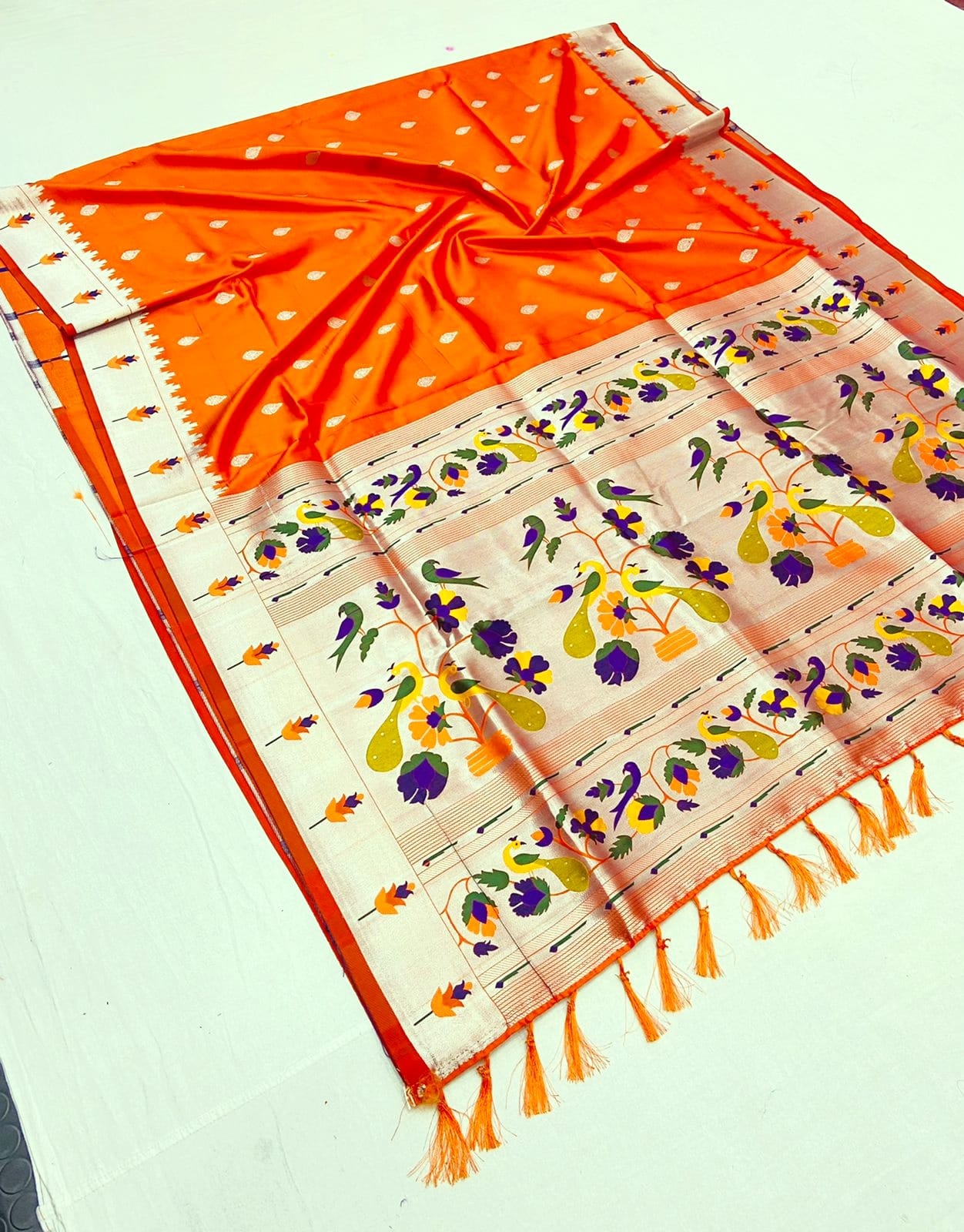 orange silk saree california sarees