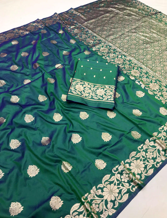 Adorable Black Color Indian Banarasi Silk Party Wear Saree With Blouse