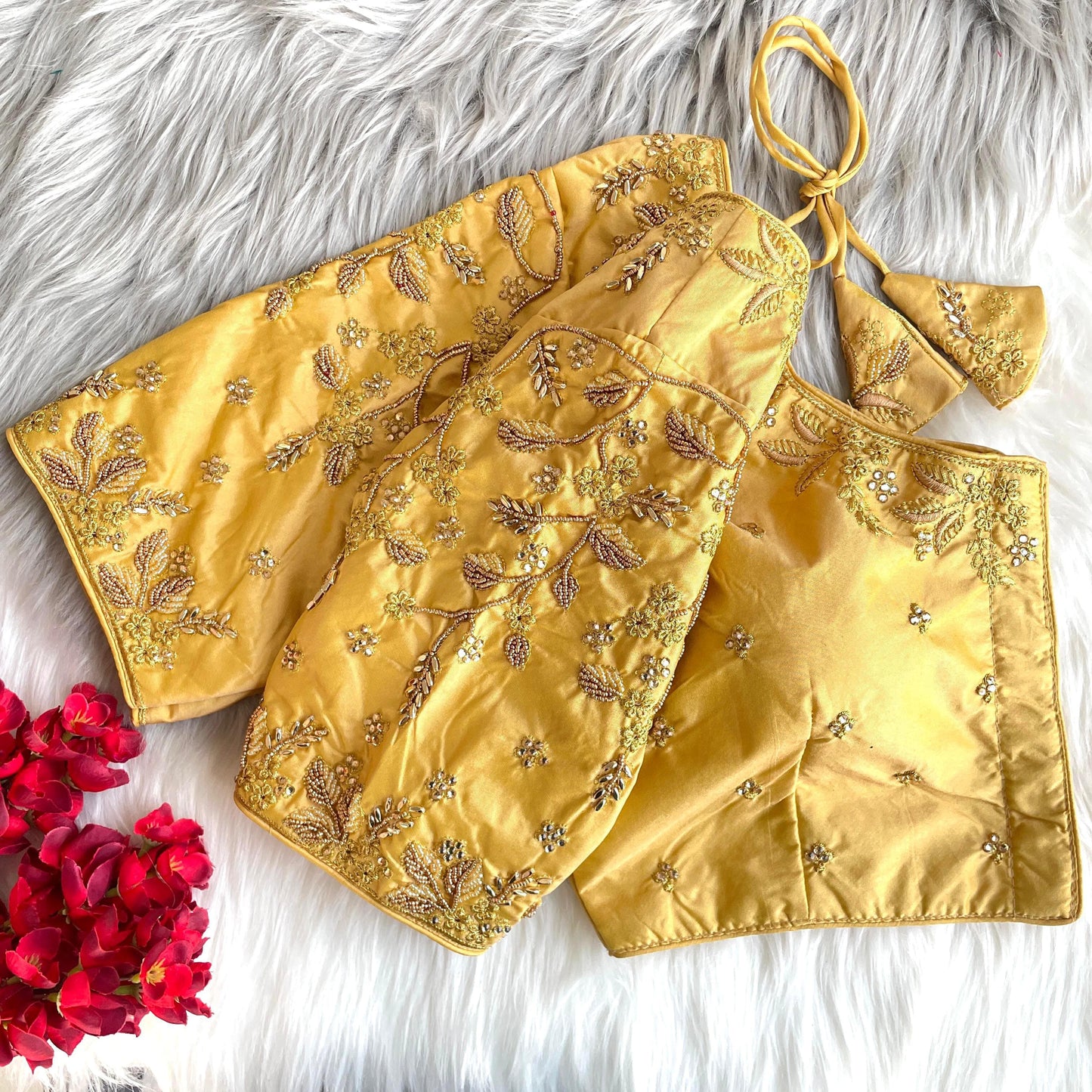 Beige color banarasi silk sarees blouse