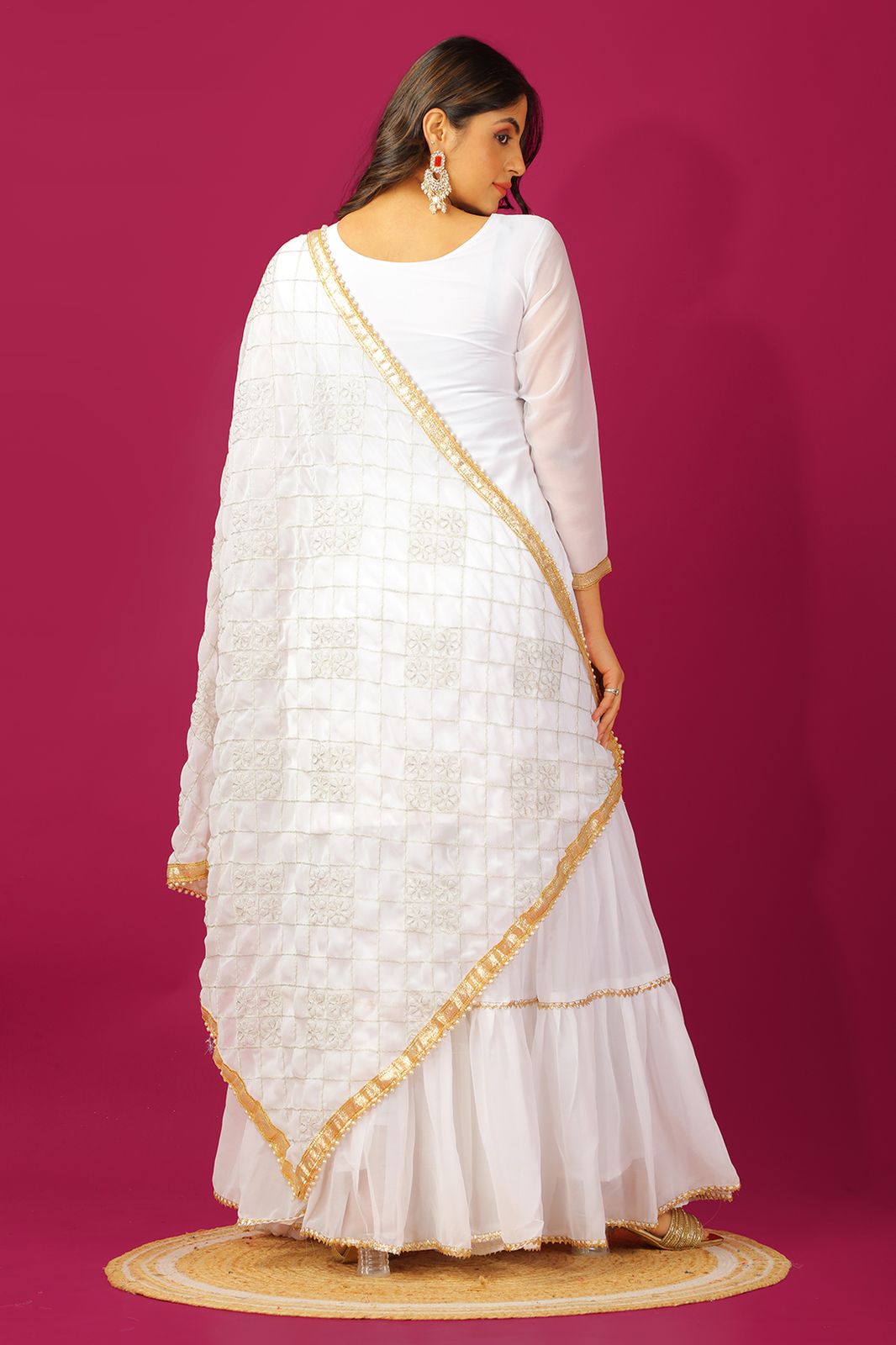 White color georgette sharara suit with dupatta price