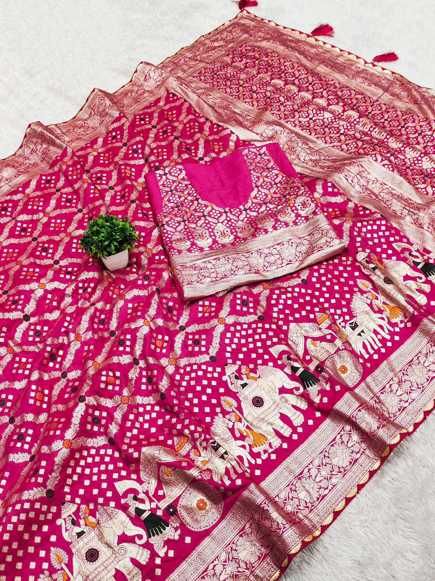 Pink color Viscose dola silk sarees price