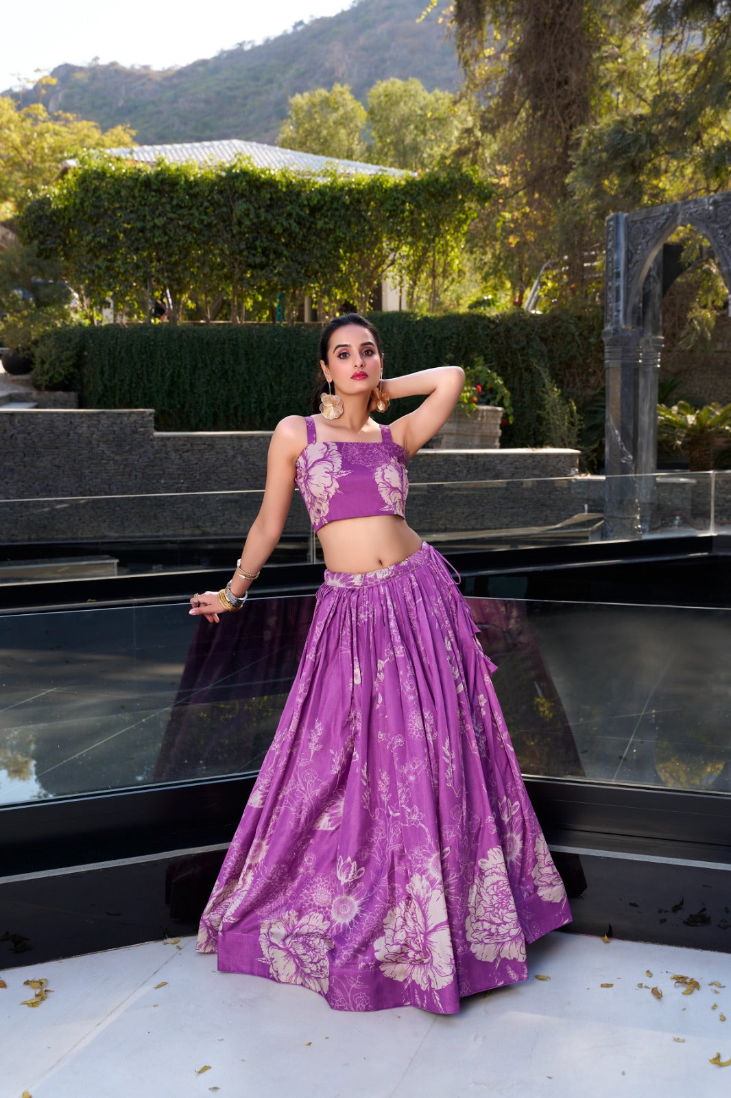 Purple color tussar silk lehenga choli for party