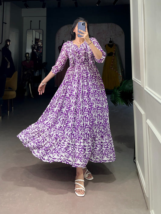 Purple color georgette long frock for women