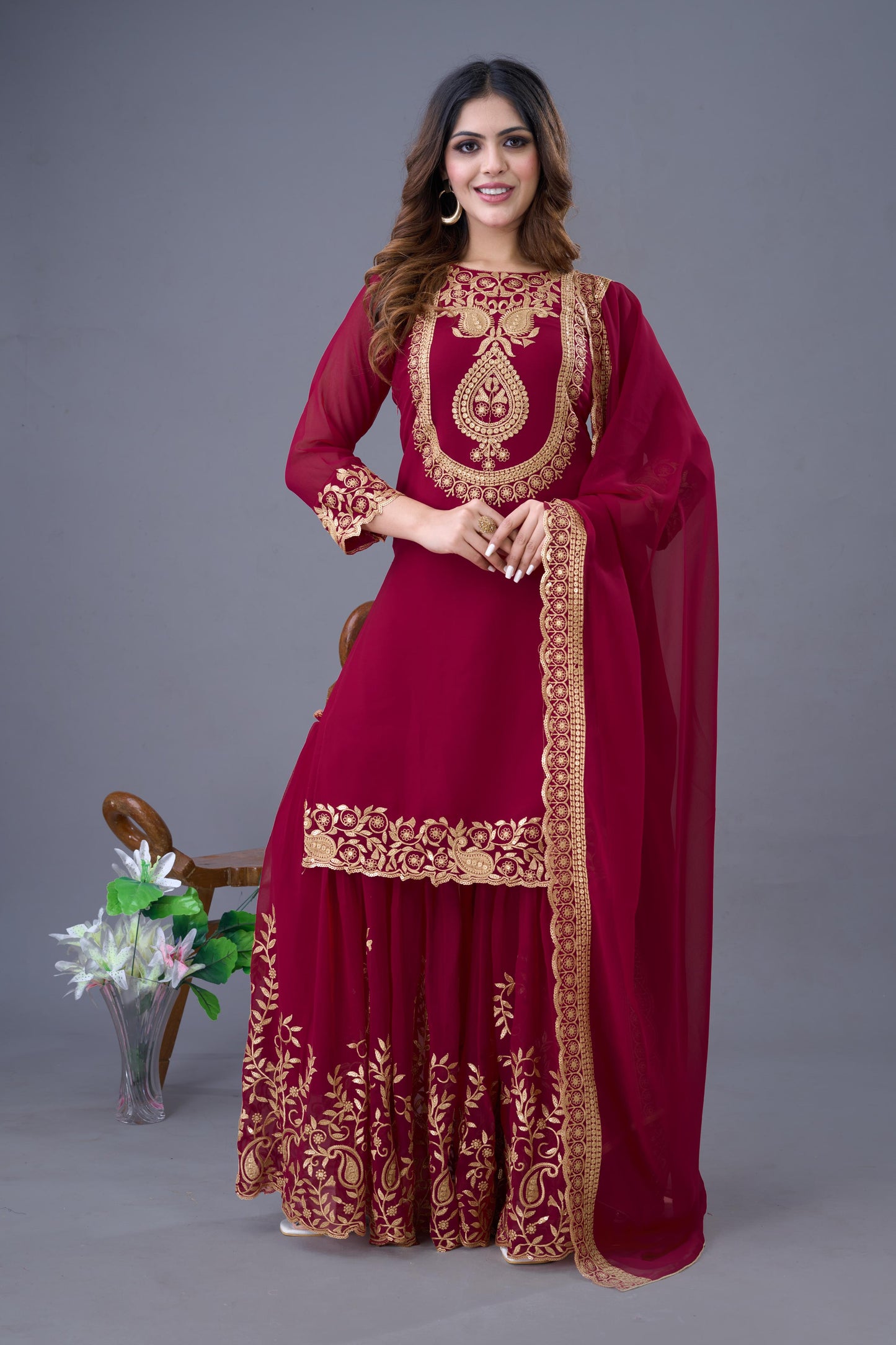 Pink color georgette sharara suit price