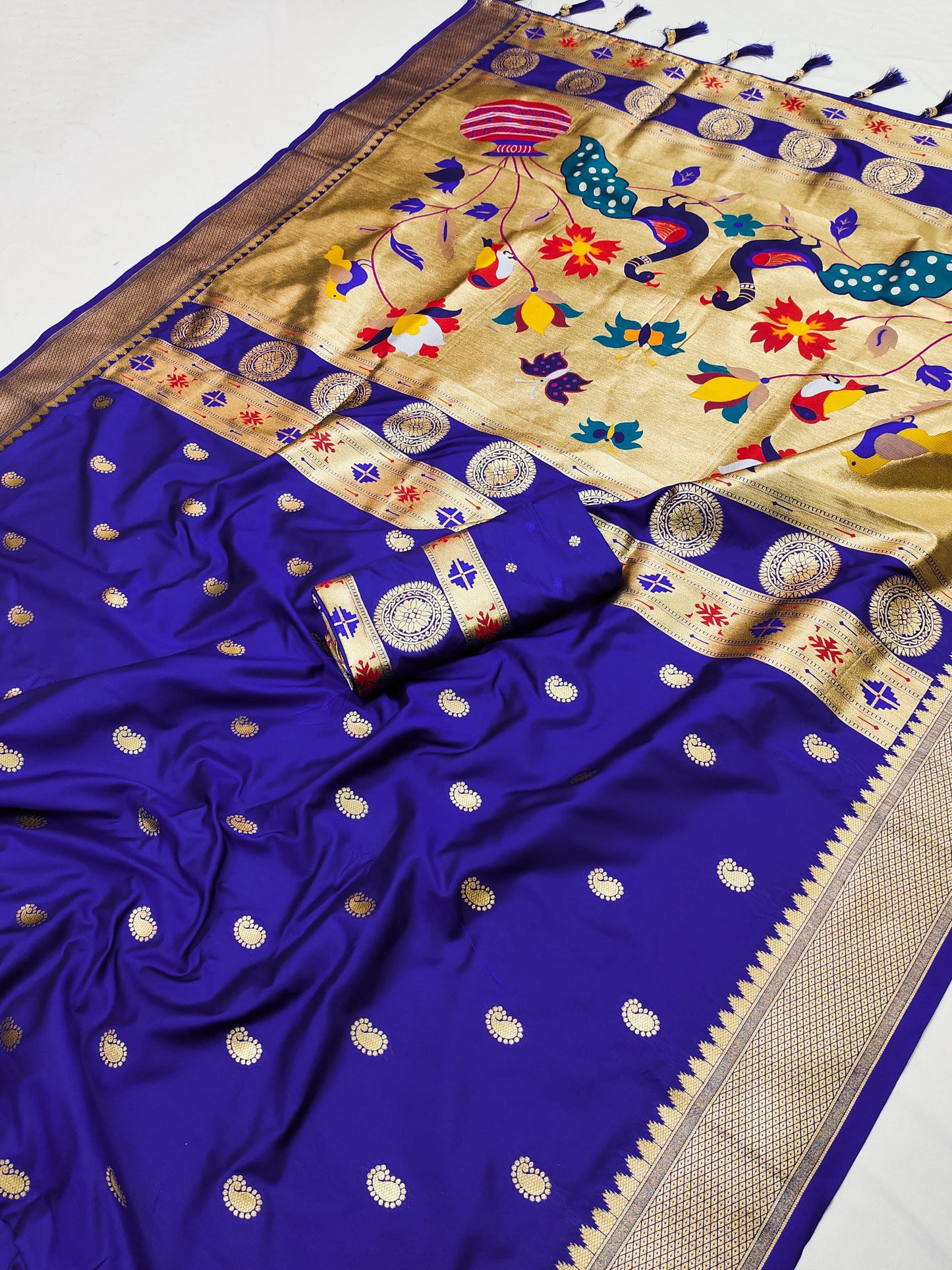 Blue color paithani silk saree for wedding