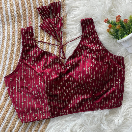 Maroon color velvet blouse for sarees online