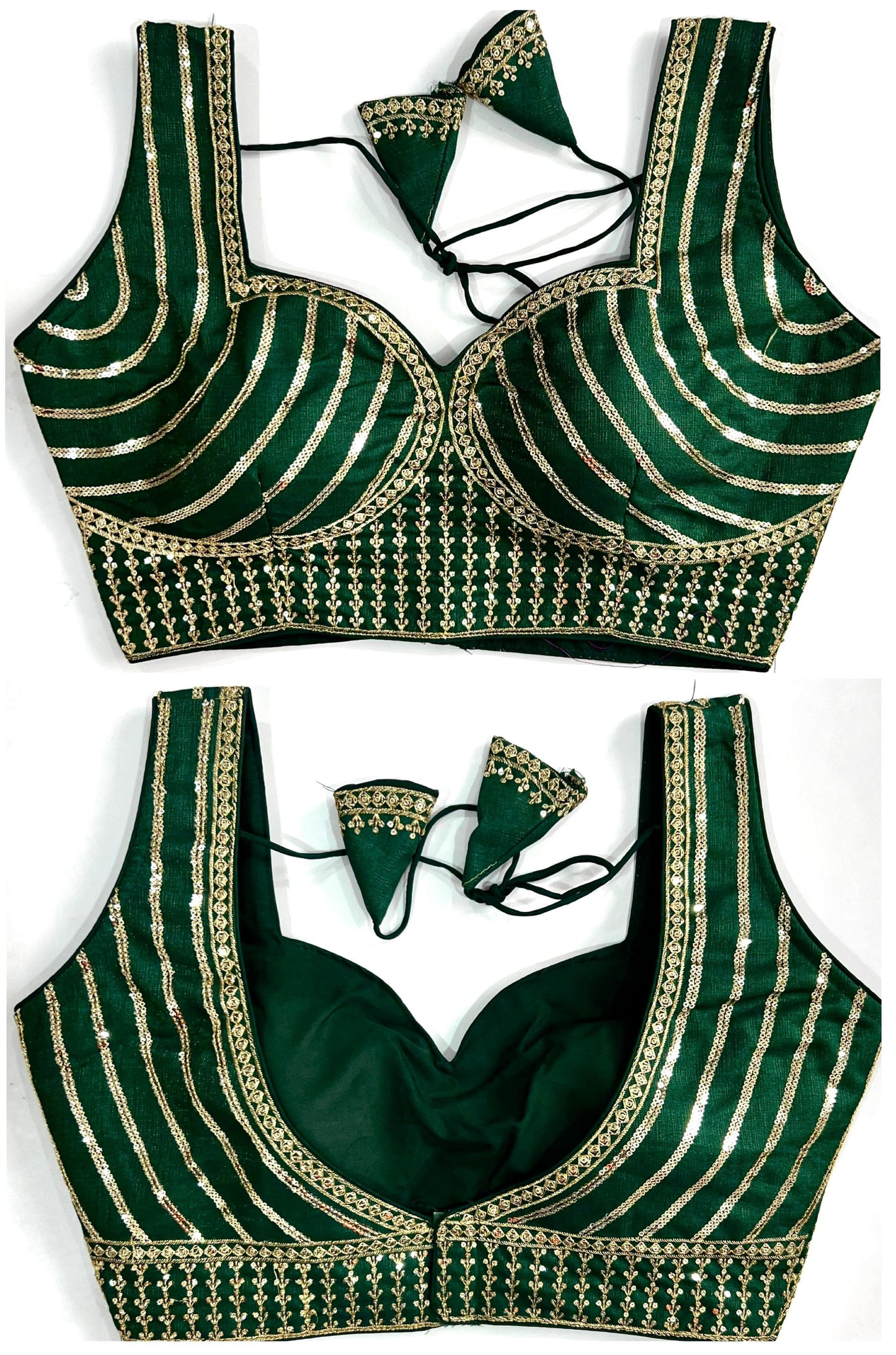 Green color milan silk blouse online shopping