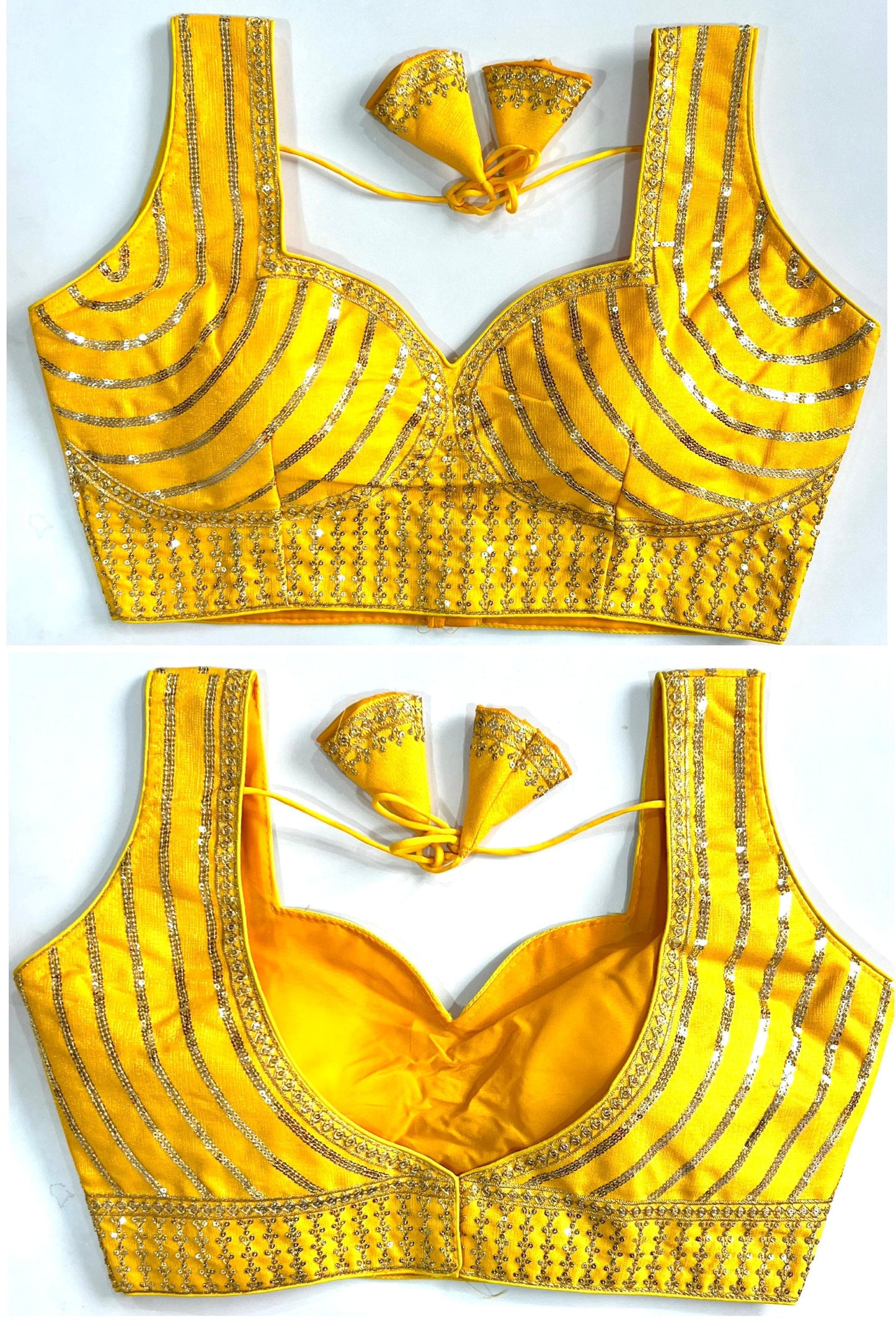 Yellow color milan silk blouse for lehenga choli
