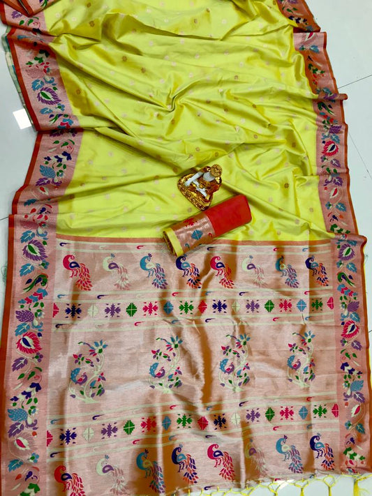 Parrot color lichi silk saree for wedding