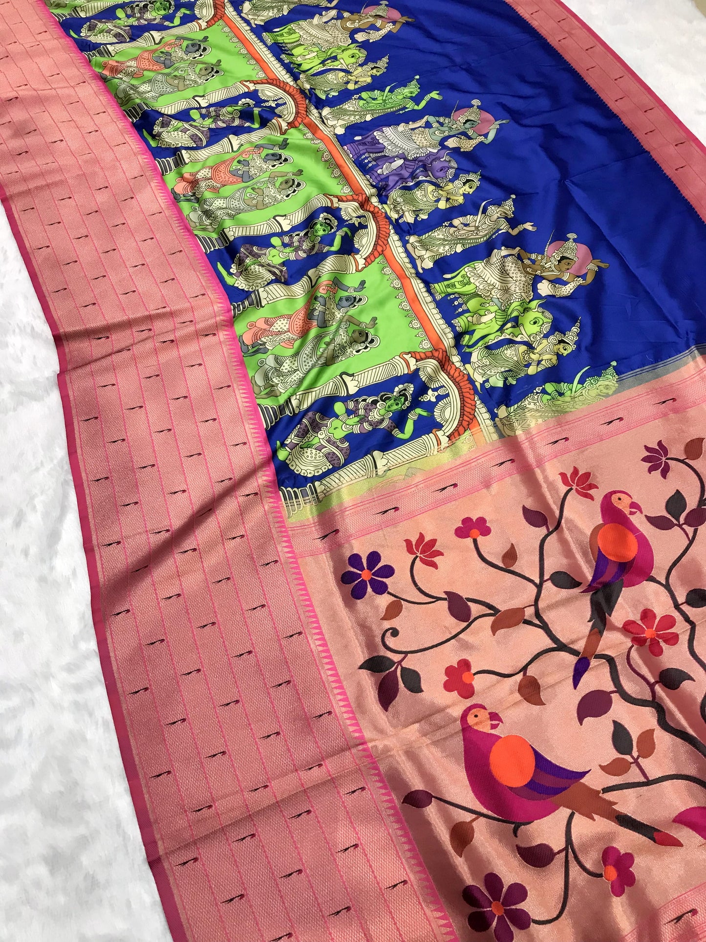 Blue color paithani silk saree for wedding