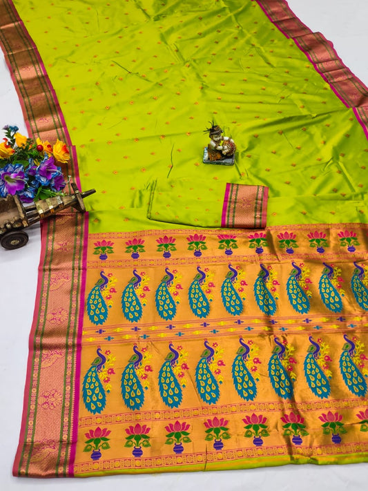 Parrot color banarasi silk saree for women online