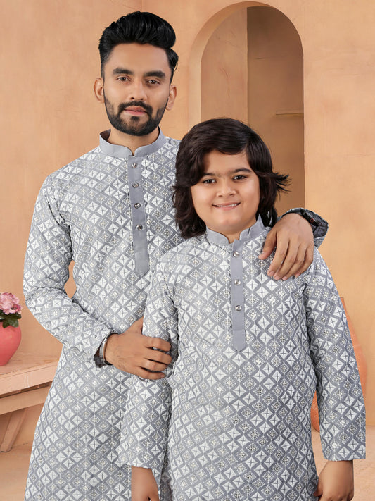 grey father and kids kurta pajama for wedding usa agthm