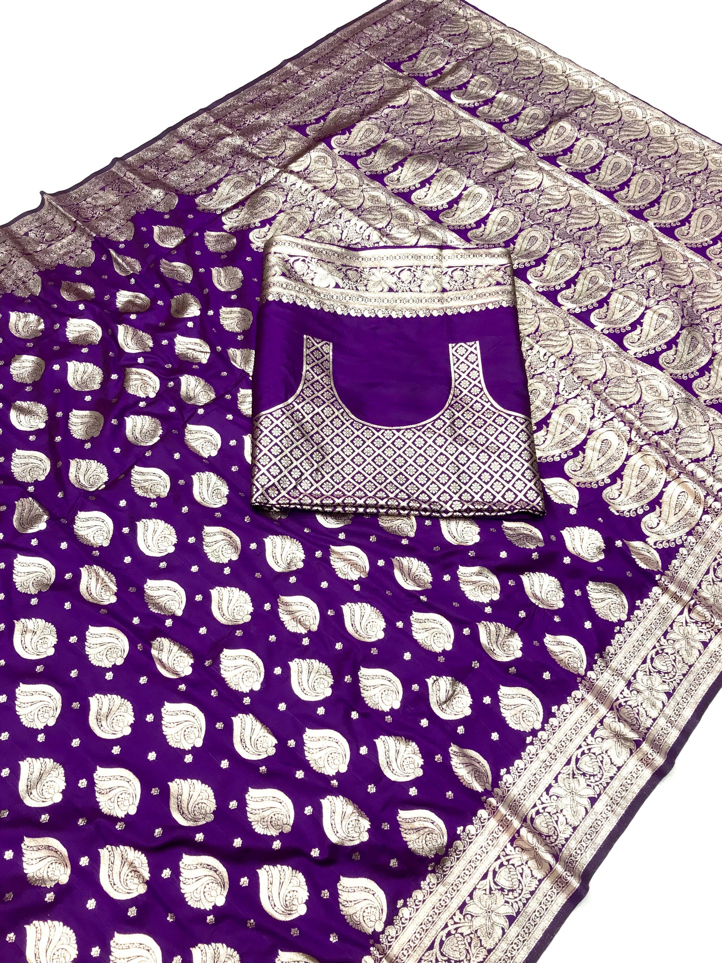 Purple color banarasi silk saree for women