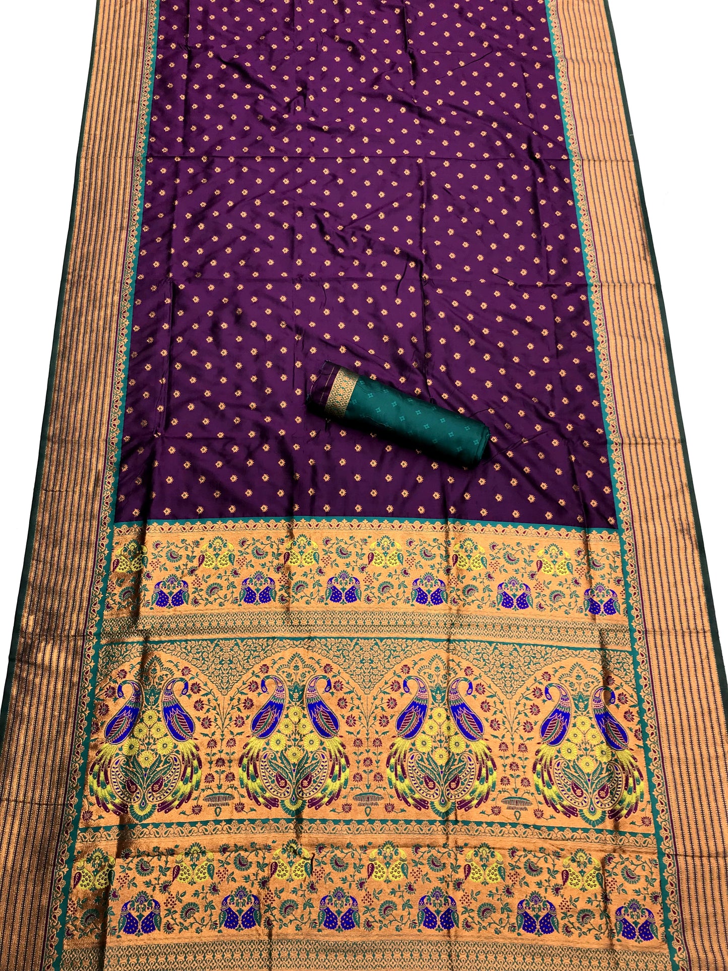 Purple color paithani silk saree for women
