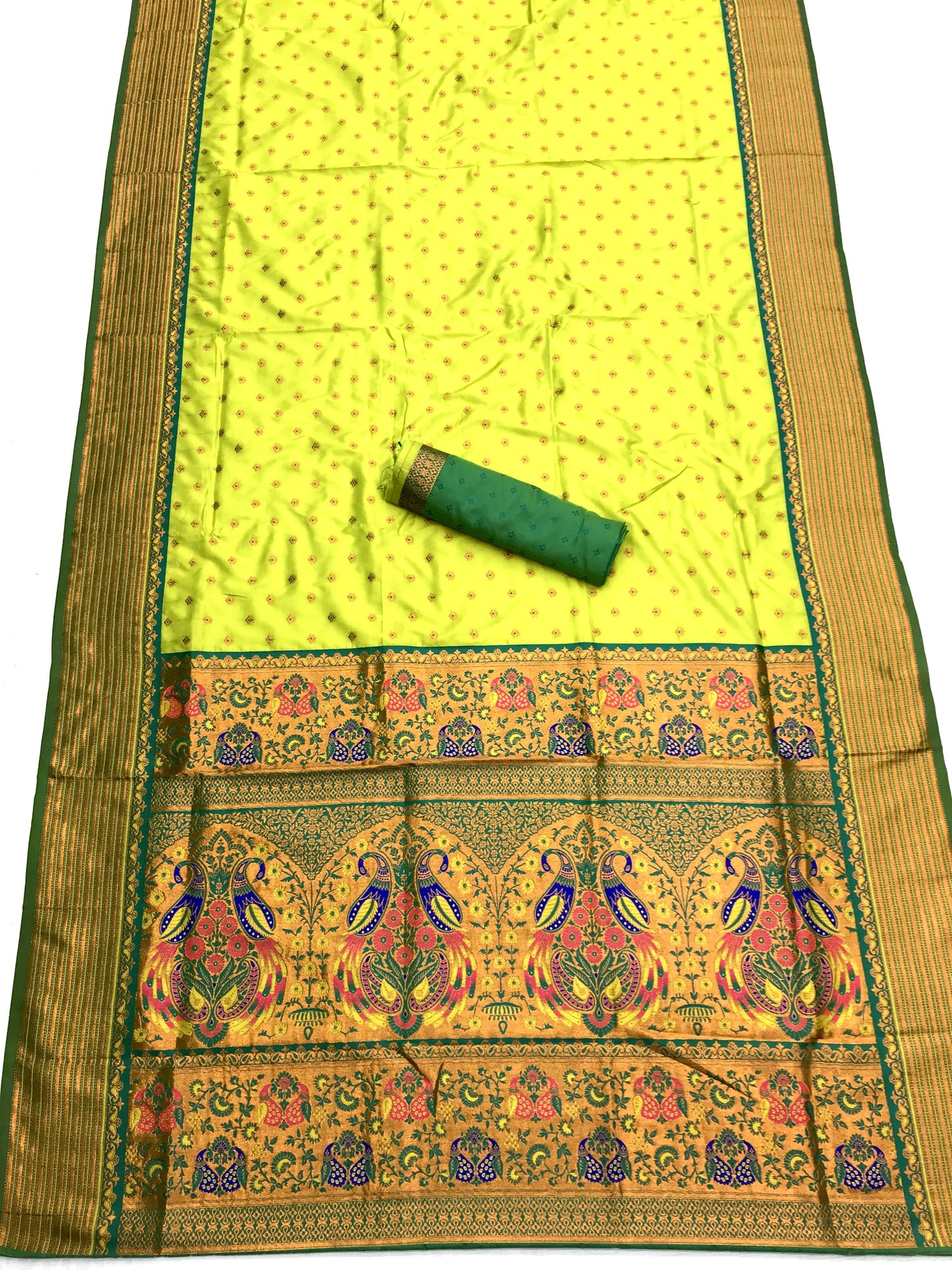 Yellow color paithani silk saree with blouse