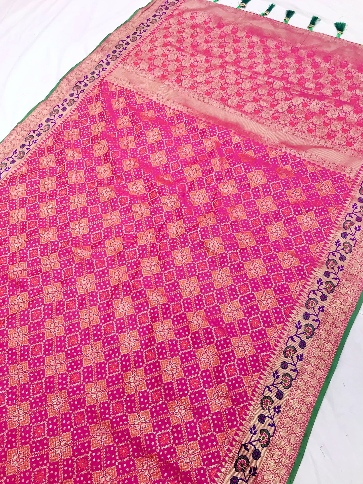 Pink color banarasi silk saree for women