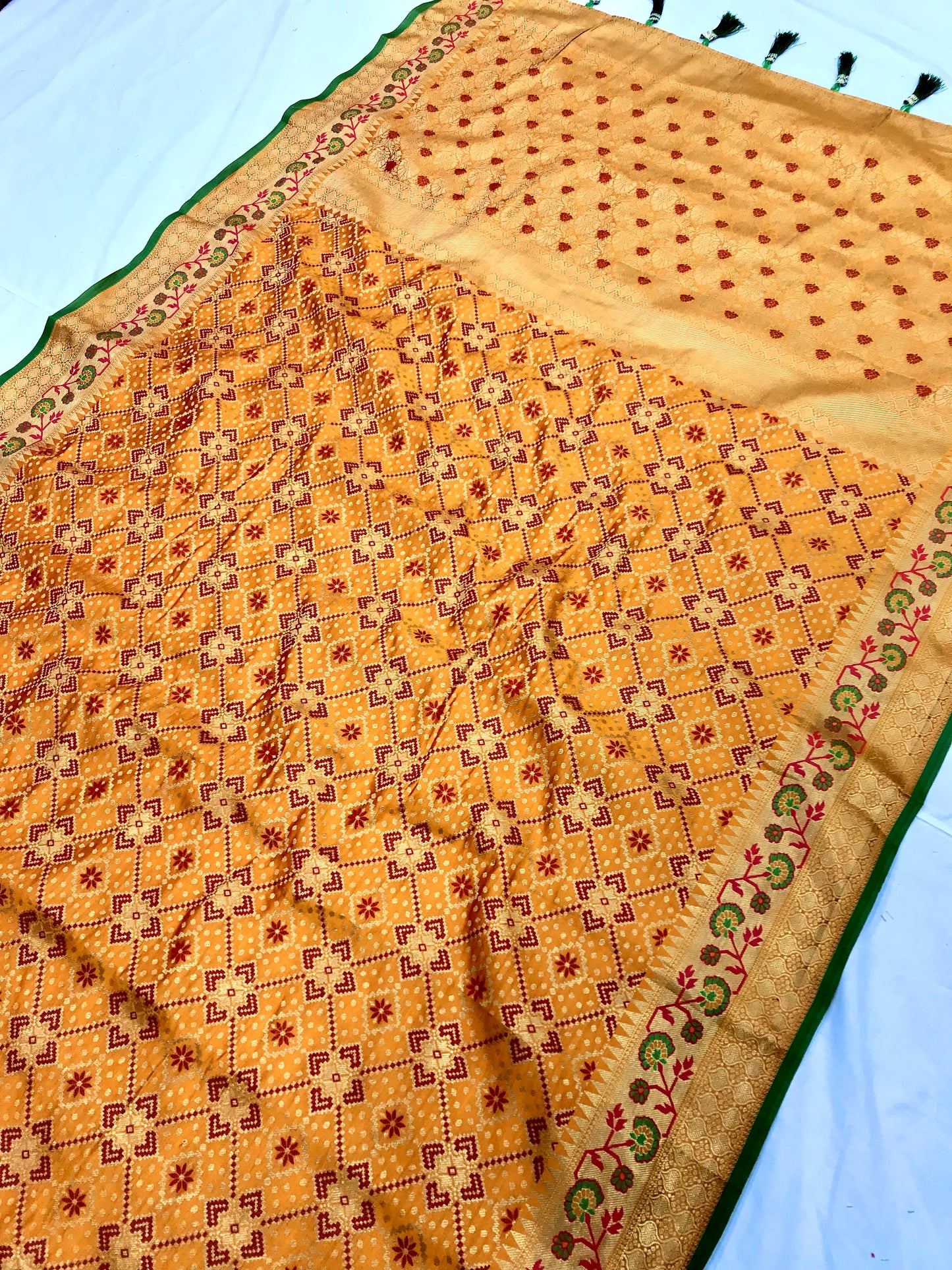 Beautiful Yellow color banarasi silk saree
