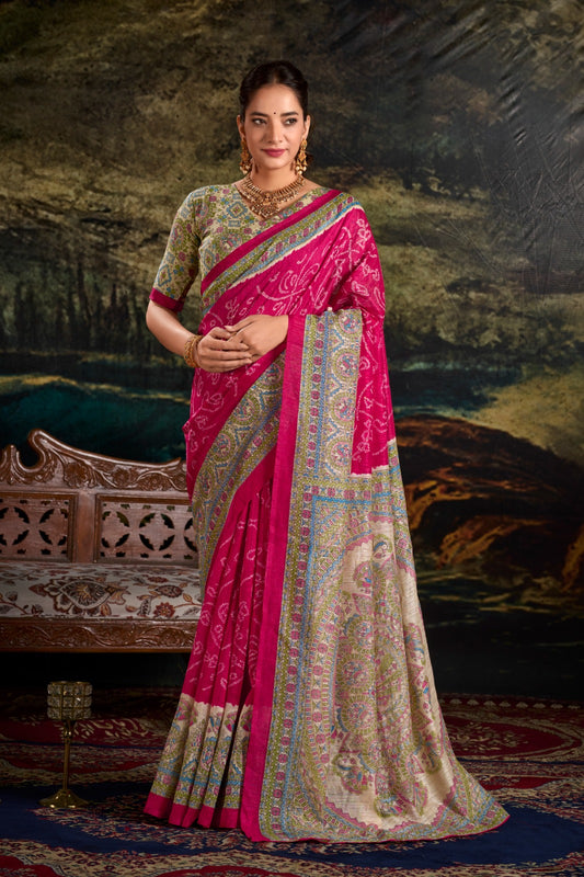 Pink color silk printed lehenga choli for women
