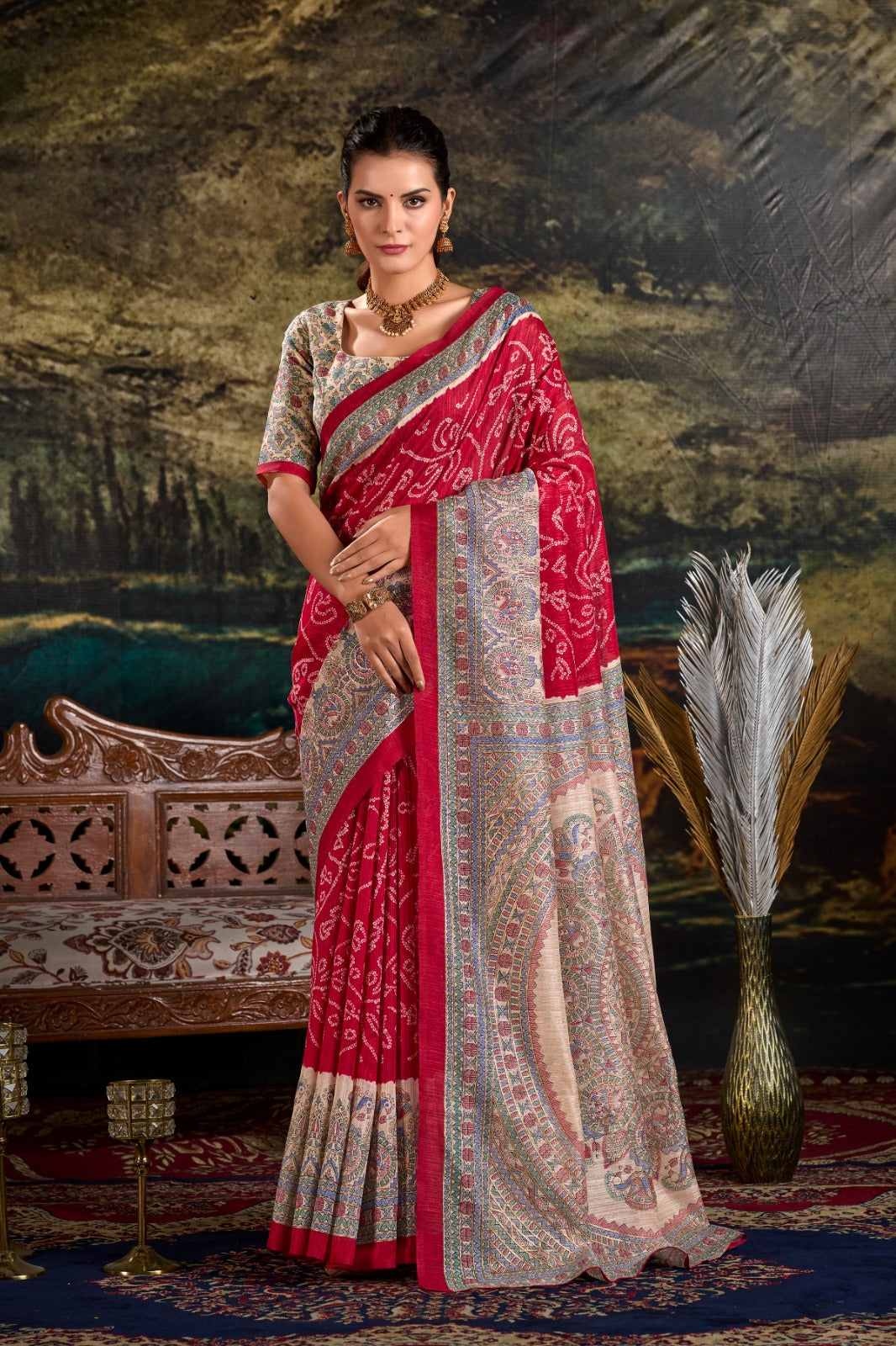 Pink color silk printed lehenga choli with blouse price