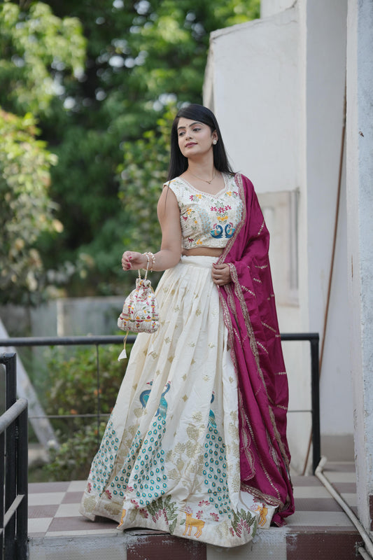 Rani pink color cotton lehenga choli for women price