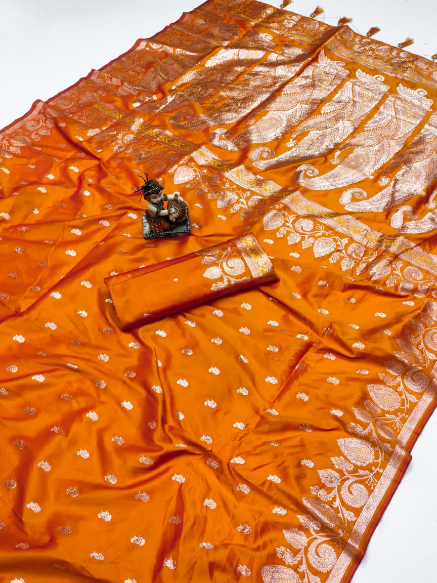 designer orange saree with blouse