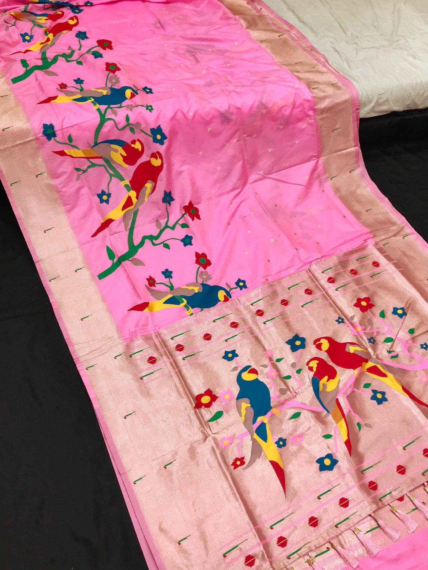 Light pink color paithani silk saree with blouse