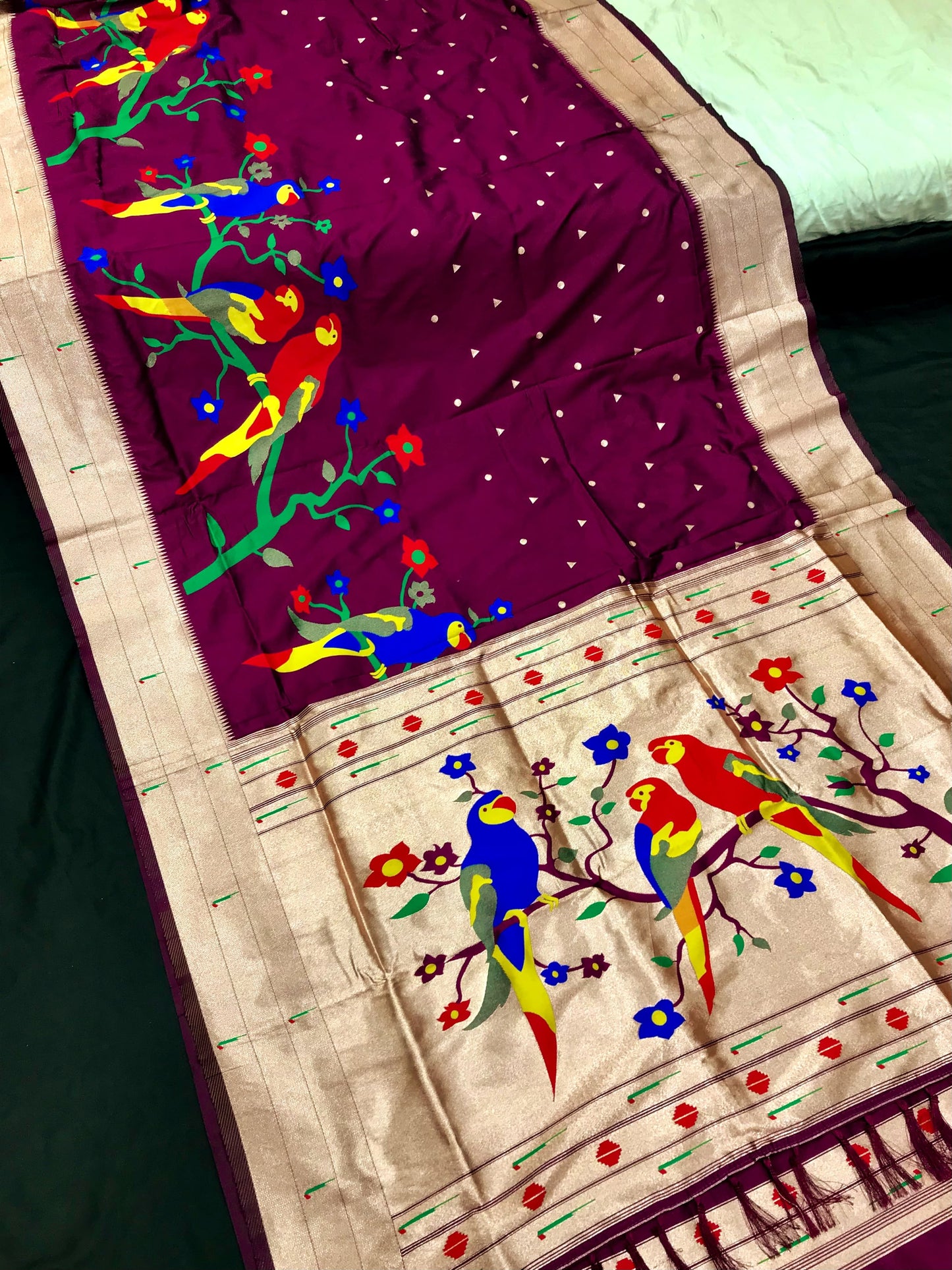 Wine color paithani silk saree price