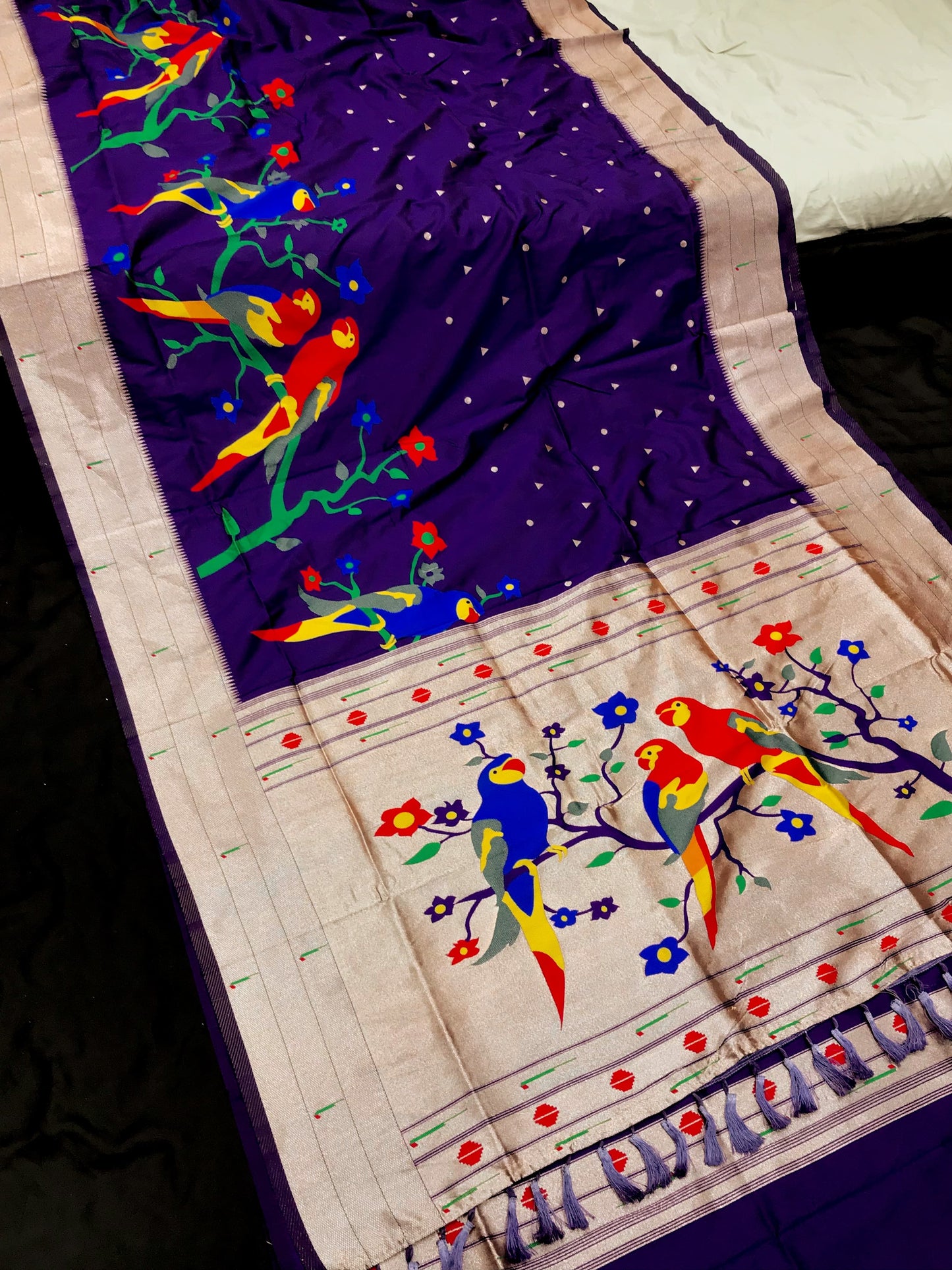 Purple color paithani silk saree with blouse online