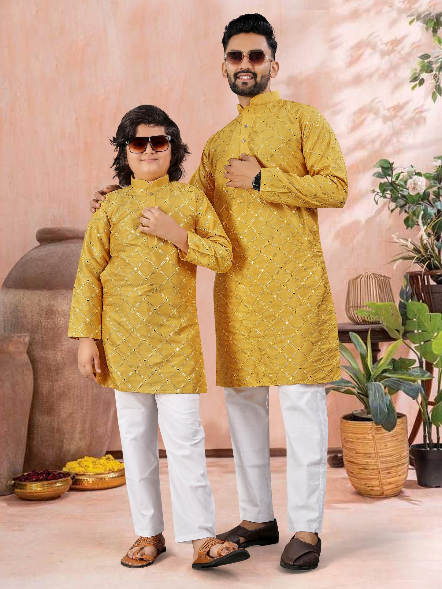 Men father son kurta set combo sale