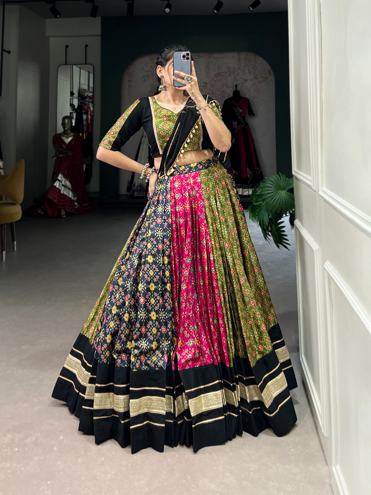 Multi color dola silk lehenga choli for women