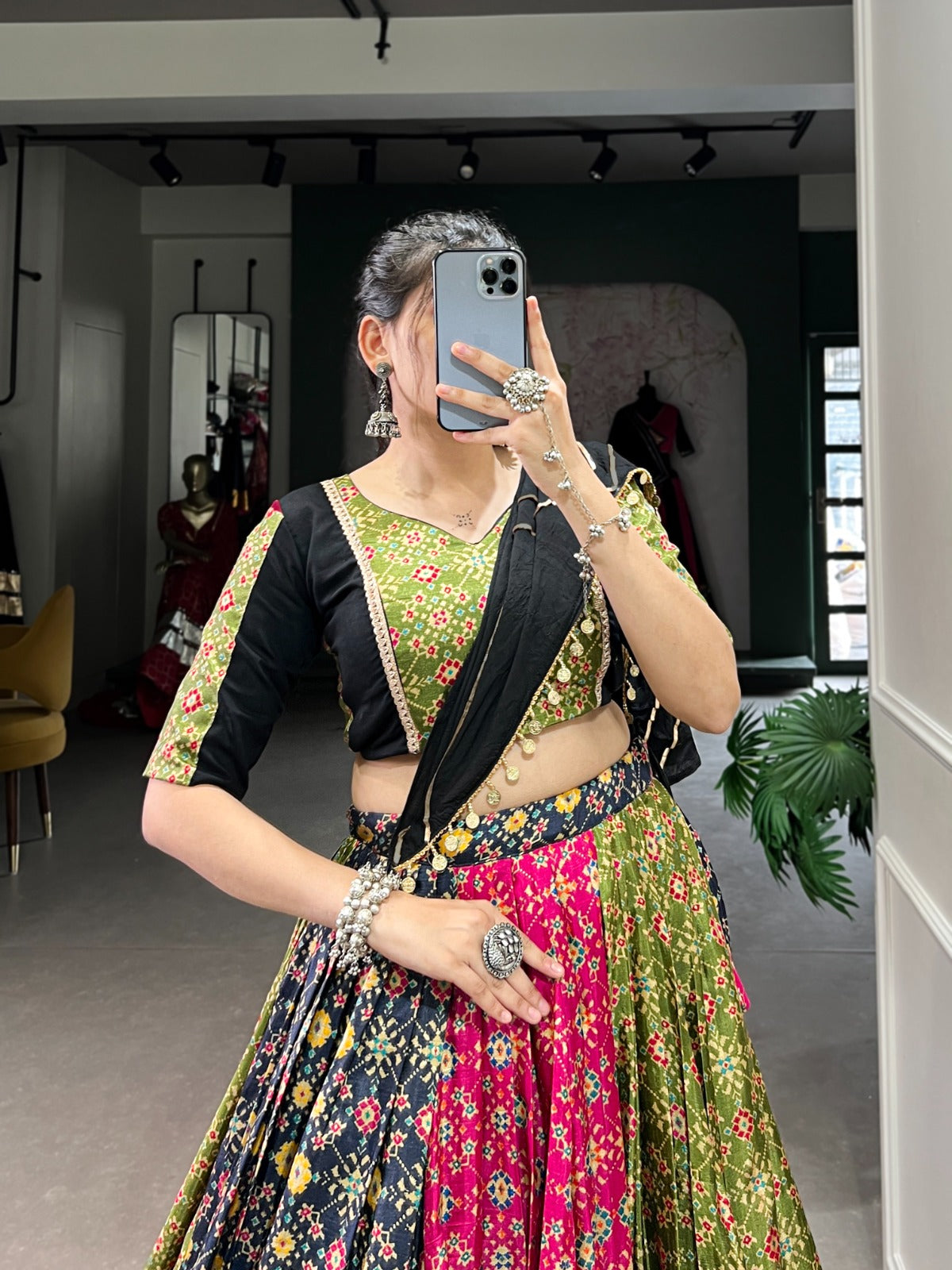 Multi color dola silk printed lehenga choli