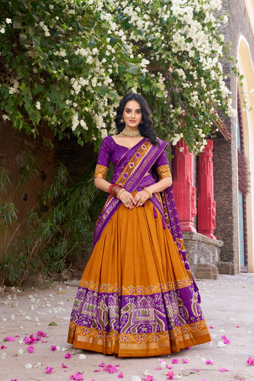 Mustard color silk lehenga choli with dupatta