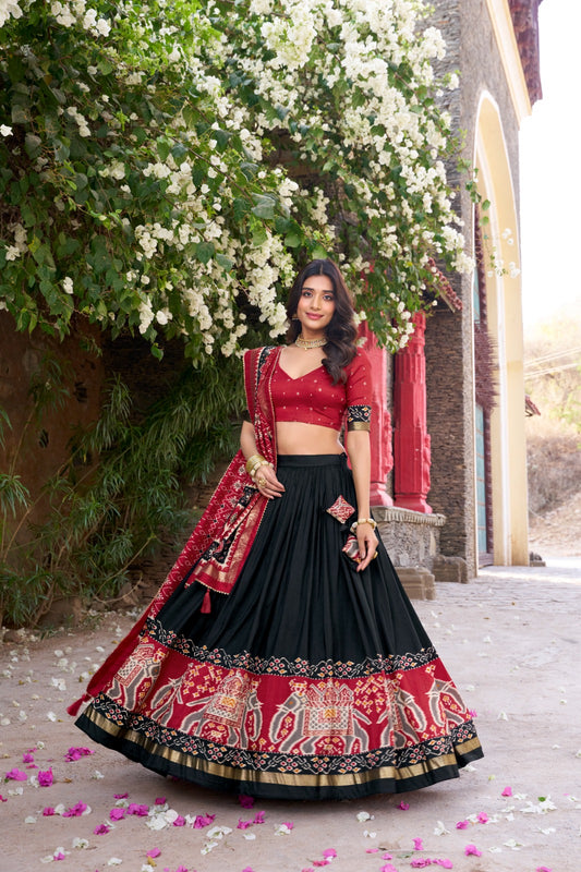 Black color silk lehenga choli with dupatta