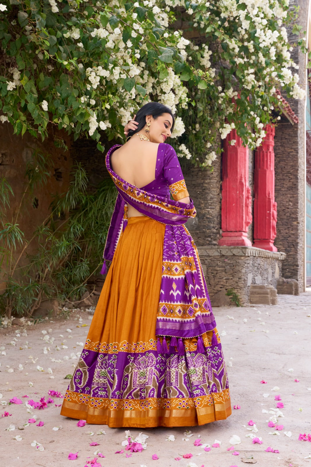 Mustard color silk lehenga choli for wedding