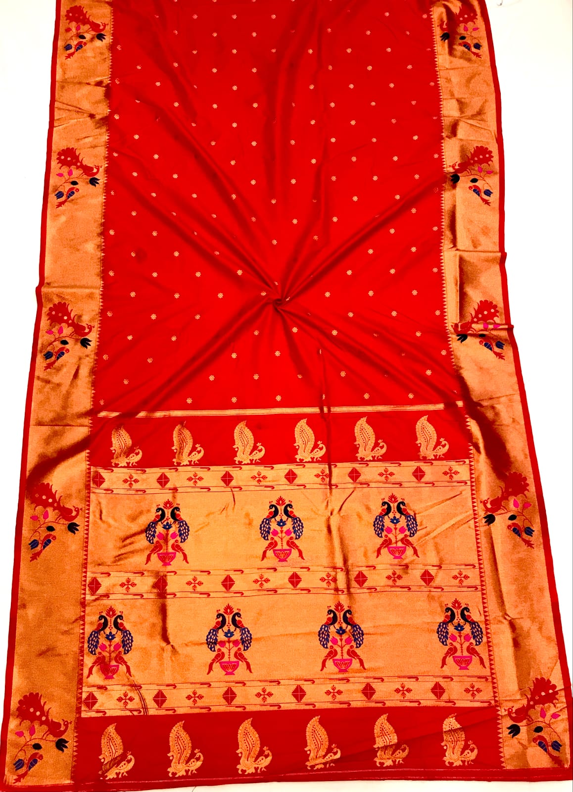 Red color lichi silk saree for women online shopping
